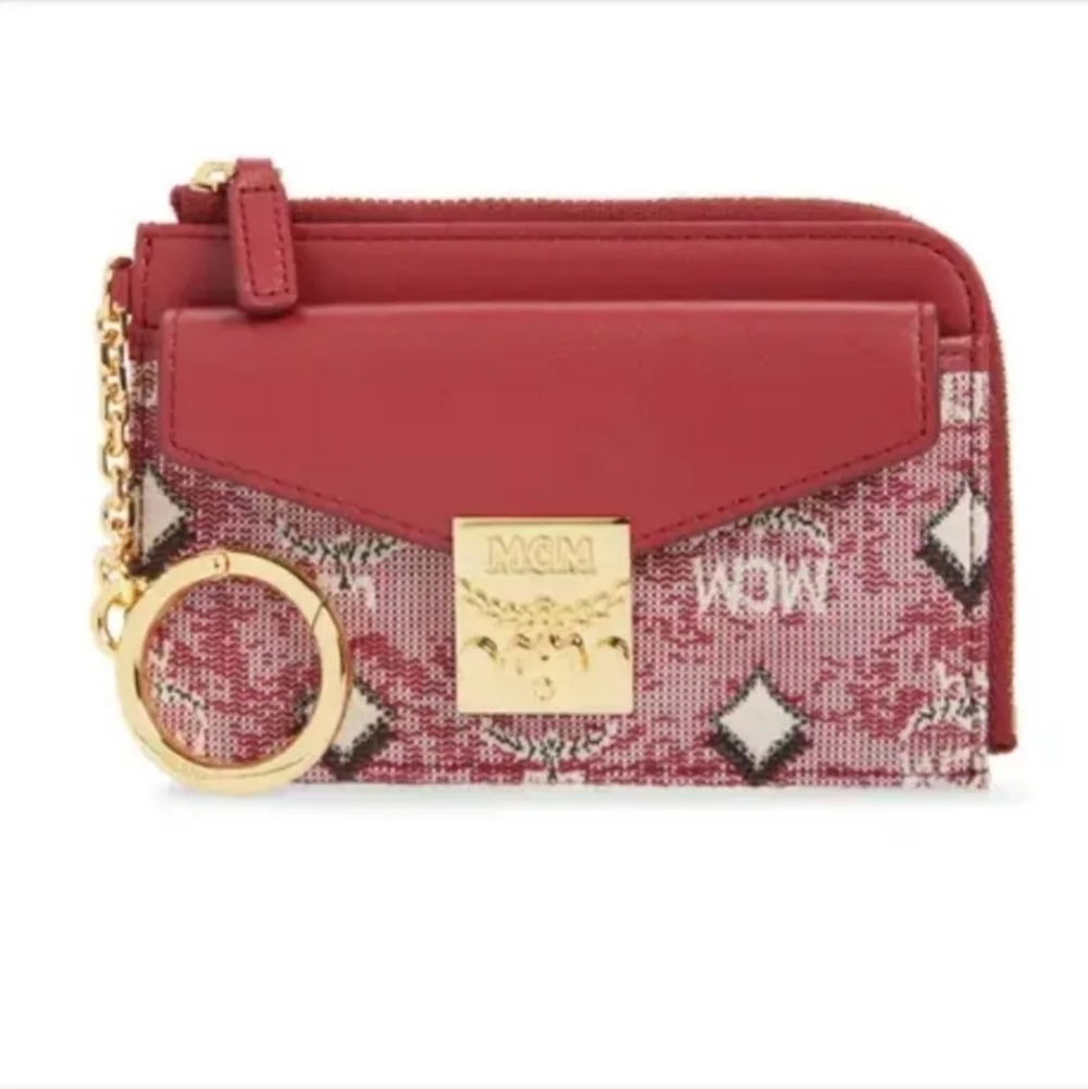 MCM New Jacquard Monogram Zip Card Case